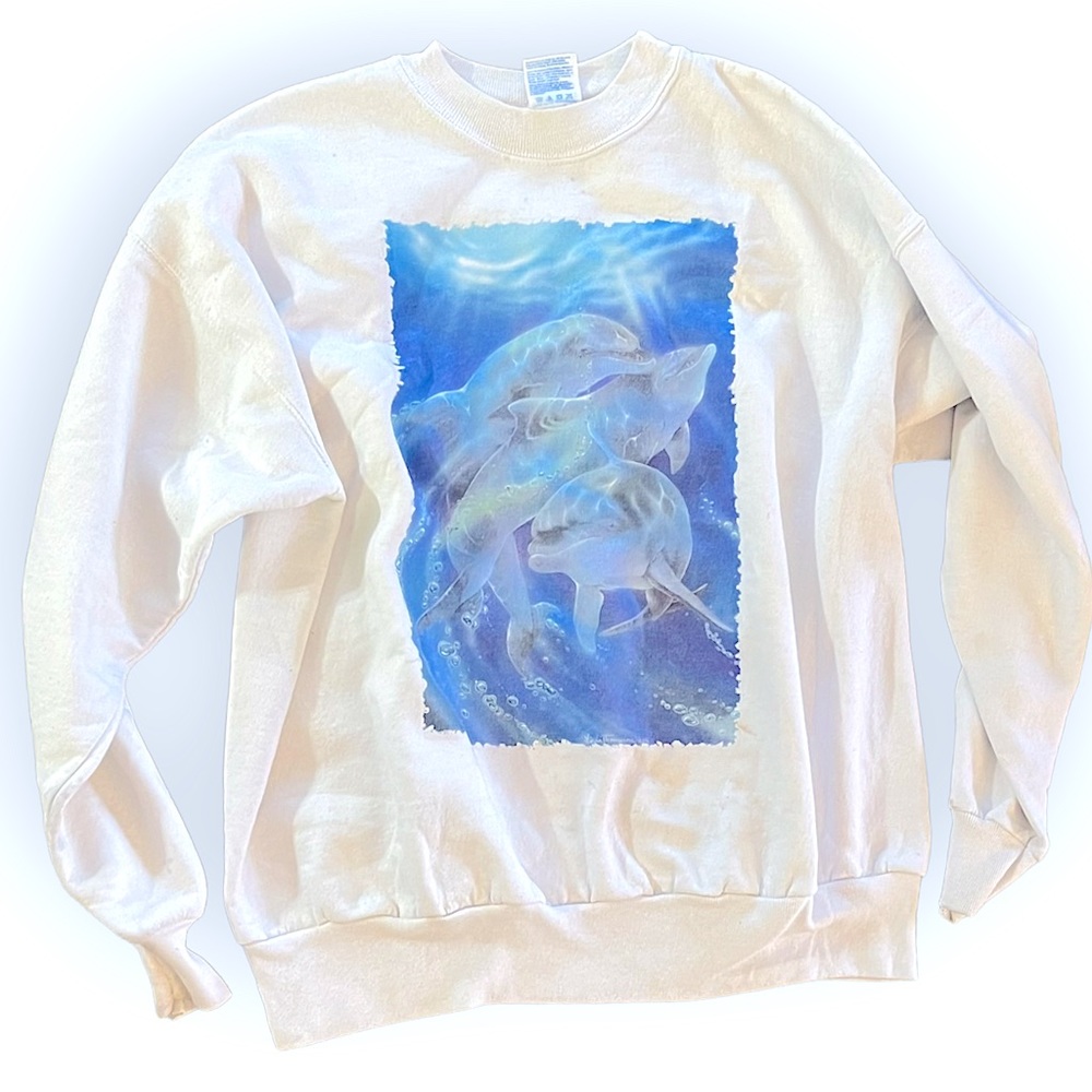 Vintage white dolphin sweatshirt xl